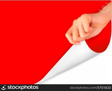 Blank sheet of paper with hand. Vector illustration