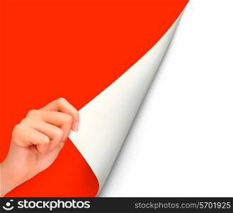 Blank sheet of paper with hand. Vector illustration