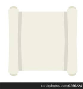Blank sheet of paper with roll. Ancient scroll papyrus. Place for text and template. Cartoon flat illustration. Blank sheet of paper with roll.