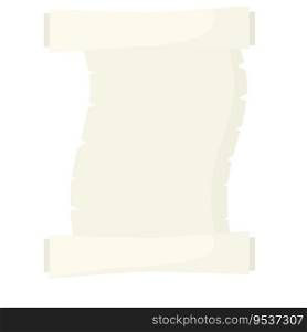 Blank sheet of paper with roll. Cartoon flat illustration. Place for text and template. Ancient scroll papyrus. Blank sheet of paper with roll.