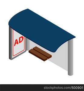 Blank signboard at bus stop icon in isometric 3d style on a white background. Blank signboard at bus stop icon