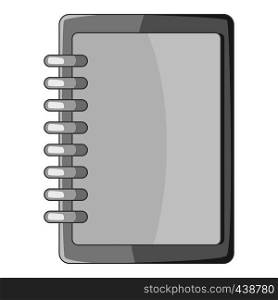 Blank spiral notebook icon in monochrome style isolated on white background vector illustration. Blank spiral notebook icon monochrome