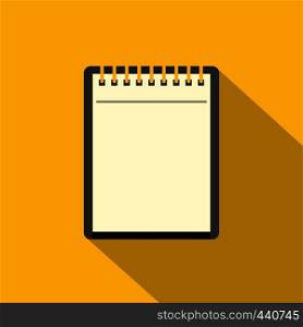 Blank spiral notepad icon. Flat illustration of blank spiral notepad vector icon for web on yellow background. Blank spiral notepad icon, flat style