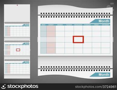 Blank standard wall calendar template isolated on gray background. EPS10 file.