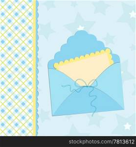 Blank template for greetings card in blue colors