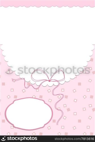 Blank template for greetings card in pink colors