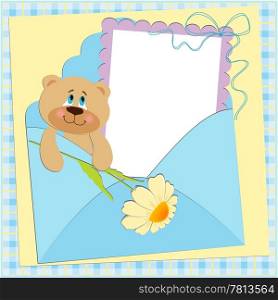 Blank template for greetings card or photo frame in blue colors
