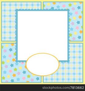 Blank template for greetings card or photo frame in blue colors