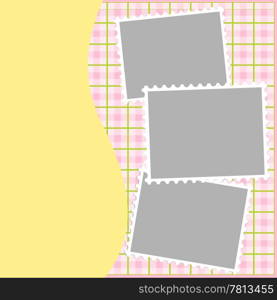 Blank template for greetings card or photo frame in pink colors