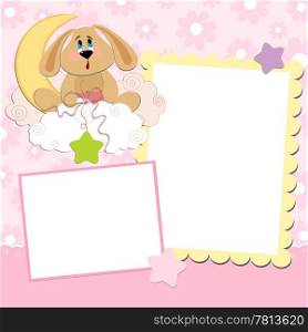 Blank template for greetings card or photo frame in pink colors