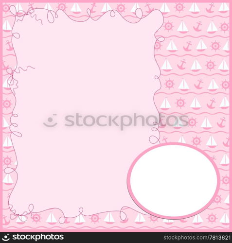 Blank template for greetings card or photo frame in pink colors