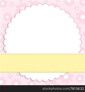 Blank template for greetings card or photo frame in pink colors