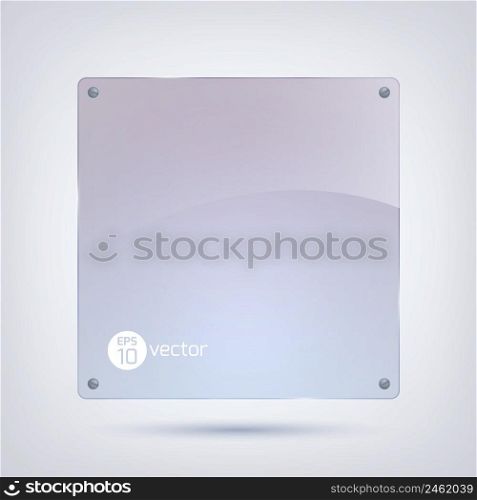 Blank web template with glossy surface square and screws on gray background isolated vector illustration. Blank Web Template