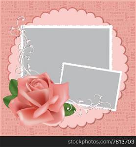 Blank wedding photo frame, postcard or greetings card