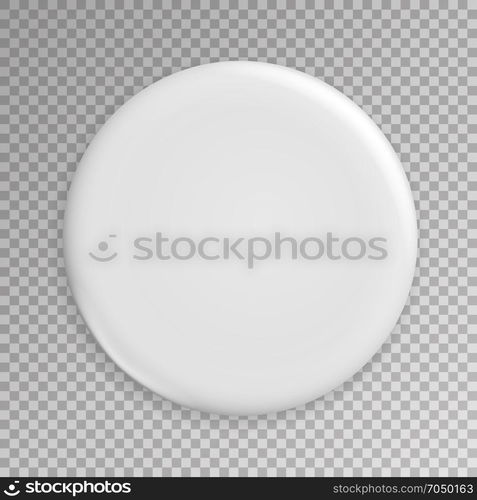 Blank White Badge Vector. Realistic Illustration. Clean Empty Pin Button Mock Up. Isolated.. Blank White Badge Vector. Realistic Illustration. Clean Empty Pin Button Isolated.