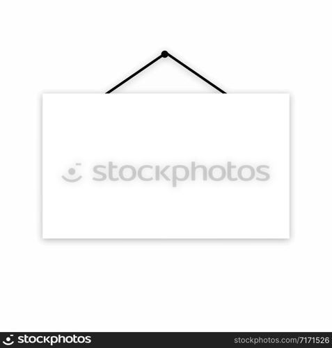 blank white hanging board white background vector illustration