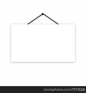 blank white hanging board white background vector illustration