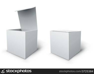 Blank white isolated cube box vector template.