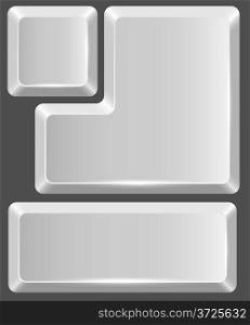 Blank white keyboard button isolated on gray background.