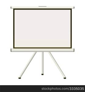 Blank white modern blank projector screen that folds away