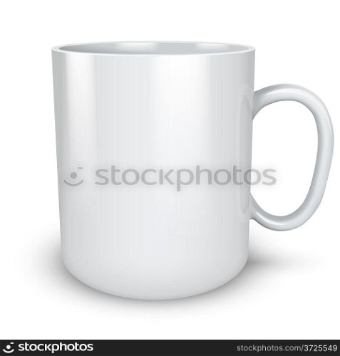 Blank white mug isolated on white background vector illustration.