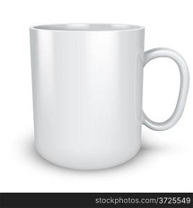 Blank white mug isolated on white background vector illustration.