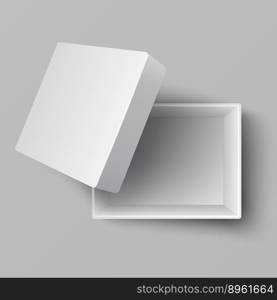 Blank white open cardboard gift box top view 3d vector image