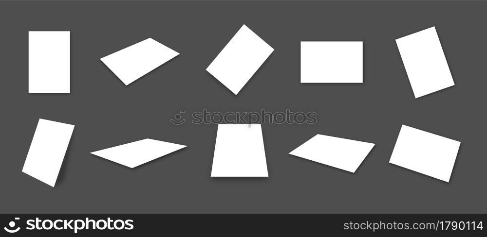 Blank white paper card mockups collection with different views and angles