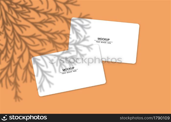 Blank white paper cards mockup with shadow overlay effect