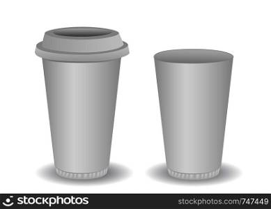 Blank white paper coffee cup set vector isolated on white
