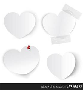 Blank white paper hearts vector template.