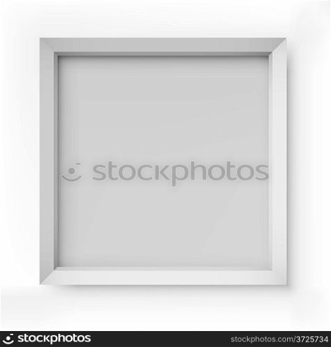Blank white picture frame isolated on white background vector template.