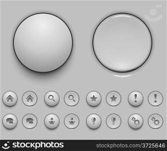 Blank white push button template vector illustration.