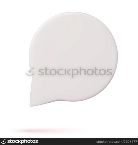 Blank white speech bubble pin isolated on white background 3D rendering. Social network communication concept. Vector illustration. Blank white speech bubble pin