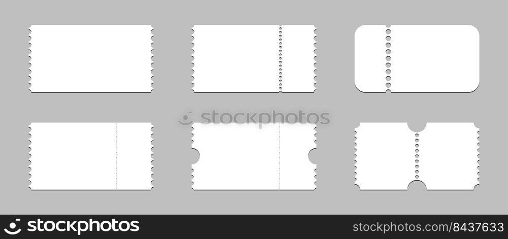 Blank white tickets. Vector illustration. stock image. EPS 10.. Blank white tickets. Vector illustration. stock image.