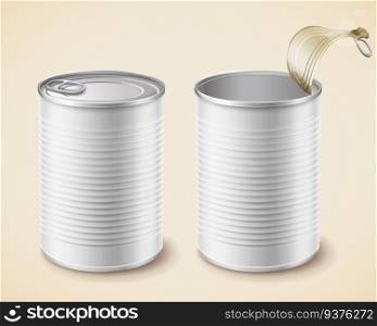 Blank white tin mockup in 3d illustration. Blank white tin mockup