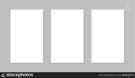 Blank white vertical banners on gray background with shadow, design element.Vector illustration