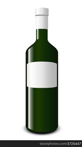 Blank white wine bottle isolated on white background.