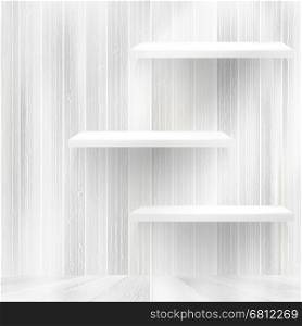 Blank white wooden bookshelf. + EPS10 vector file