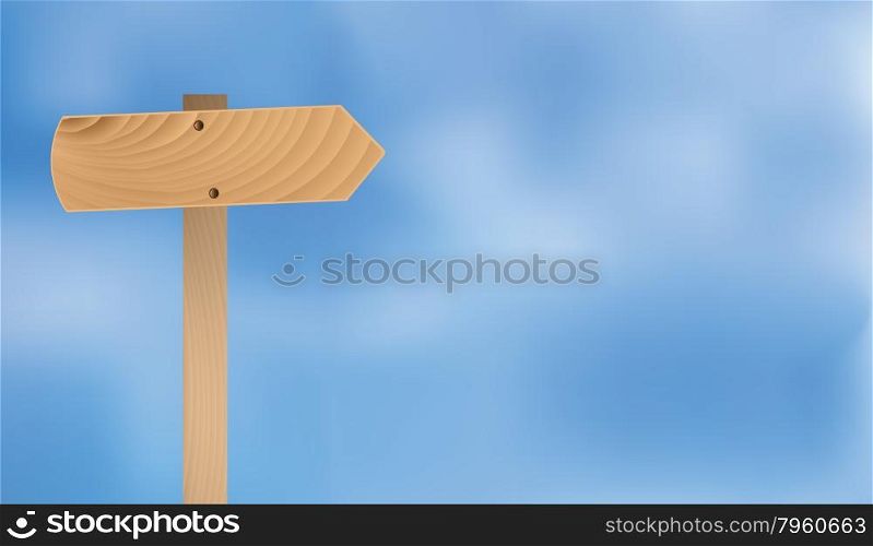 blank wooden sign over blue sky right copyspace vector background