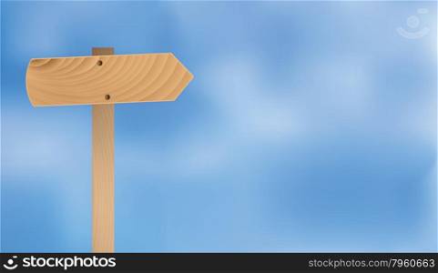 blank wooden sign over blue sky right copyspace vector background