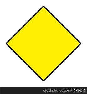 Blank yellow rhombus. Warning road sign. Construction symbol isolated on white background. Blank yellow rhombus. Warning road sign. Construction symbol