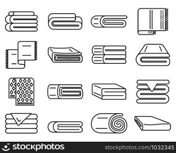 Blanket cover icons set. Outline set of blanket cover vector icons for web design isolated on white background. Blanket cover icons set, outline style