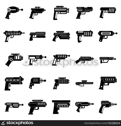Blaster gun icons set. Simple set of blaster gun vector icons for web design on white background. Blaster gun icons set, simple style