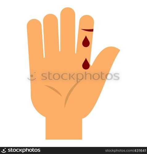 Bleeding human thumb icon flat isolated on white background vector illustration. Bleeding human thumb icon isolated