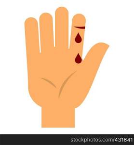 Bleeding human thumb icon flat isolated on white background vector illustration. Bleeding human thumb icon isolated
