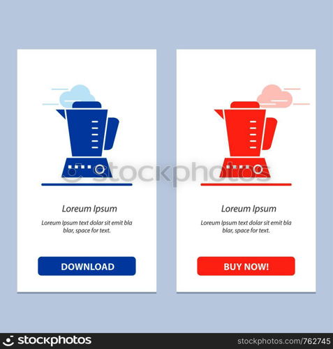 Blender, Electric, Home, Machine Blue and Red Download and Buy Now web Widget Card Template