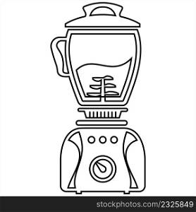 Blender Mixer Icon, Kitchen Home Electric Appliance Vector Art Illustration