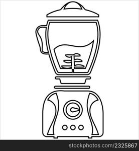 Blender Mixer Icon, Kitchen Home Electric Appliance Vector Art Illustration