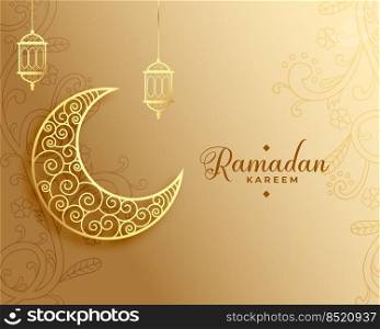 blessed ramadan kareem golden greeting design